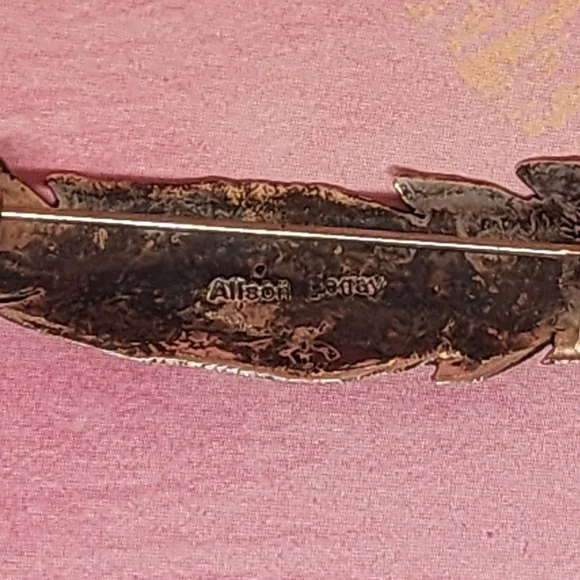 Allson Begay Native Navajo Sterling Feather Brooch - Picture 4 of 4